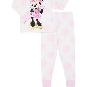 Disney Minnie Mouse Kids Pajama Set - Pink and White